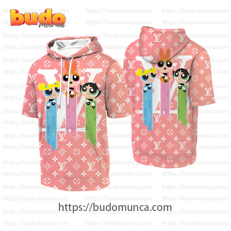 Louis vuitton and the powerpuff girls v4 hooded short sleeve t-shirt gift uninque for kid man women